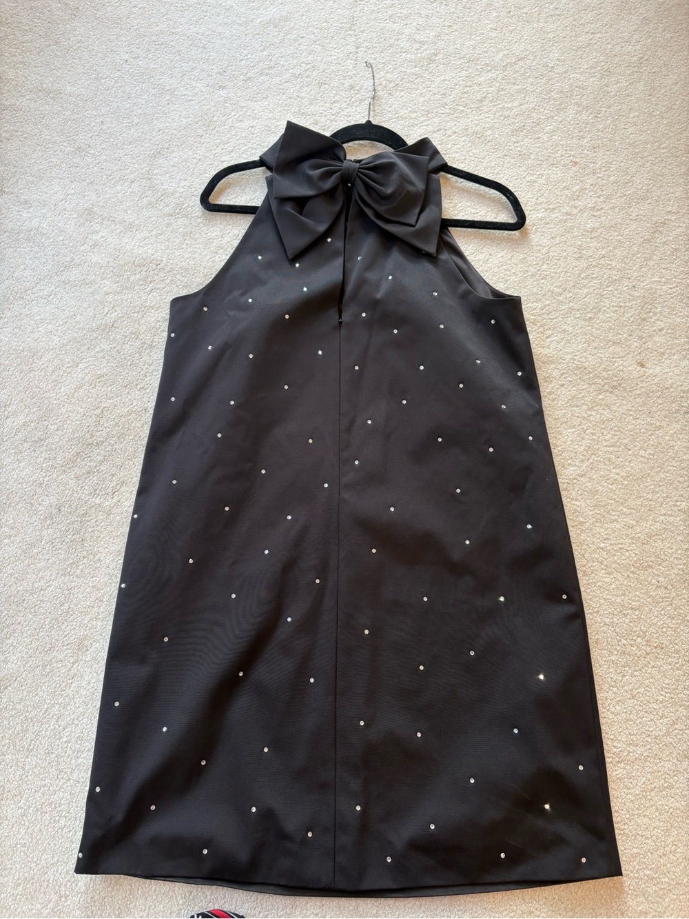 kate spade Black Halter Dress with Back Bow and Scattered Rhinestones
